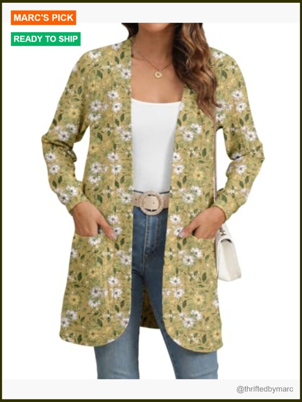 Long Sleeve Open Front Cardigan with Pockets Loose Knit - Picture 4 of 6